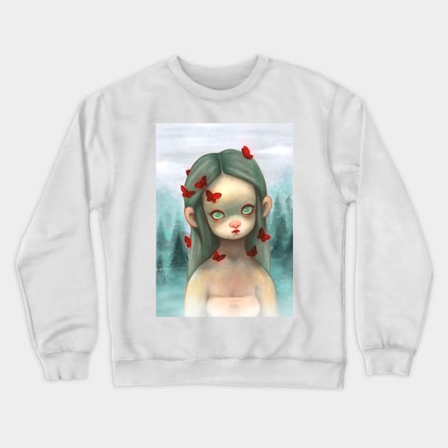 Red Butterflies Crewneck Sweatshirt by selvagemqt